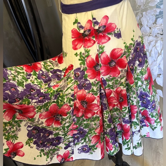Jane Norman Floral Strapless Fit-and-Flare Dress with Purple Belt. Size S. EUC - Picture 8 of 9